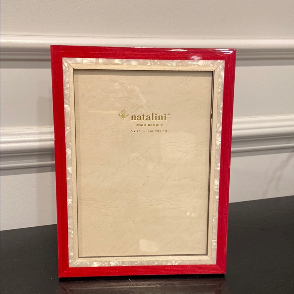 Natalini Red/Pearl Accent Photo Picture Frame 5 x 7 Insert Italy